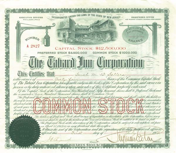Tabard Inn Corporation - Stock Certificate